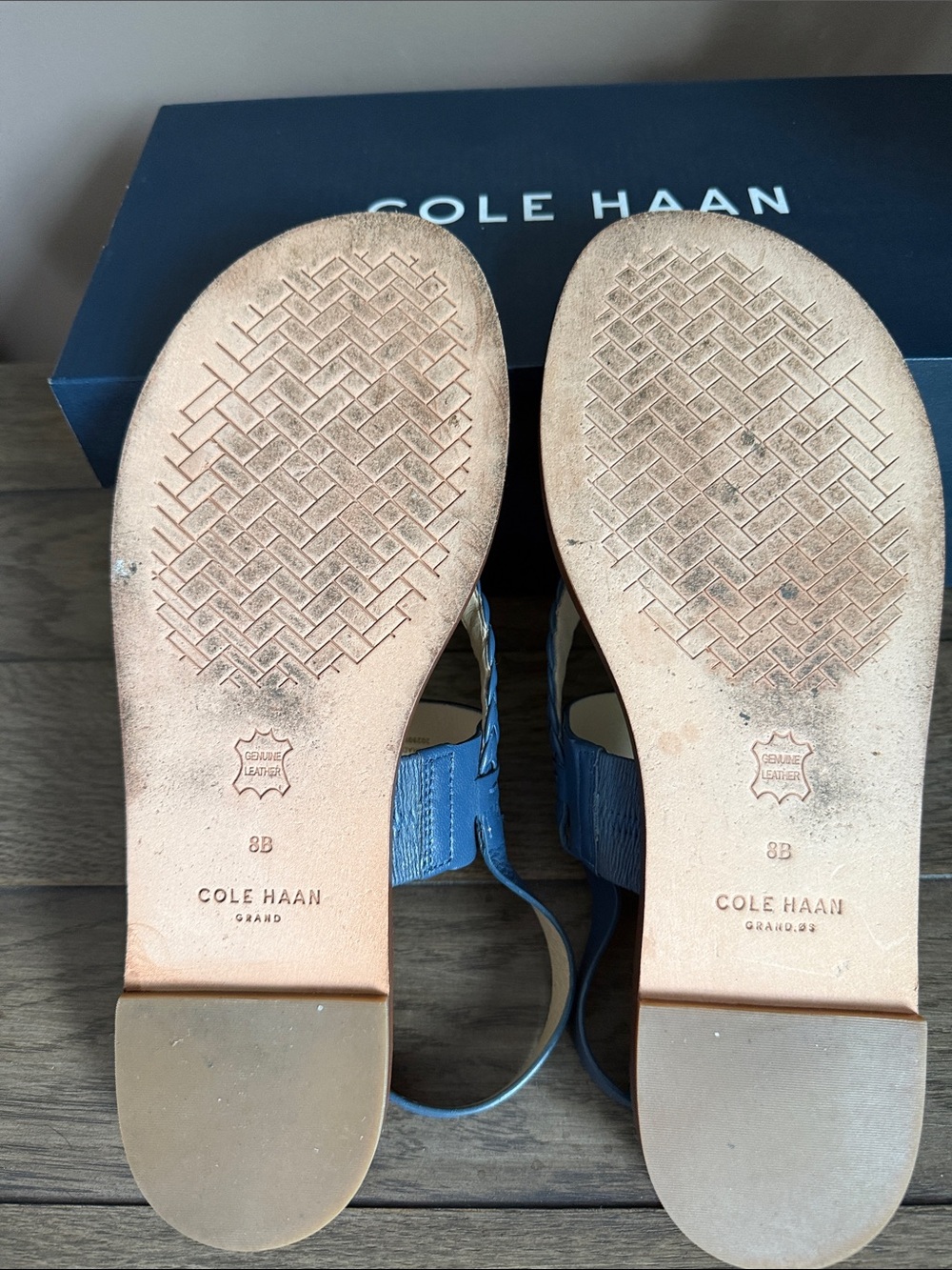Cole Haan Blue Braided Leather Slingback Sandals - Picture 3 of 3